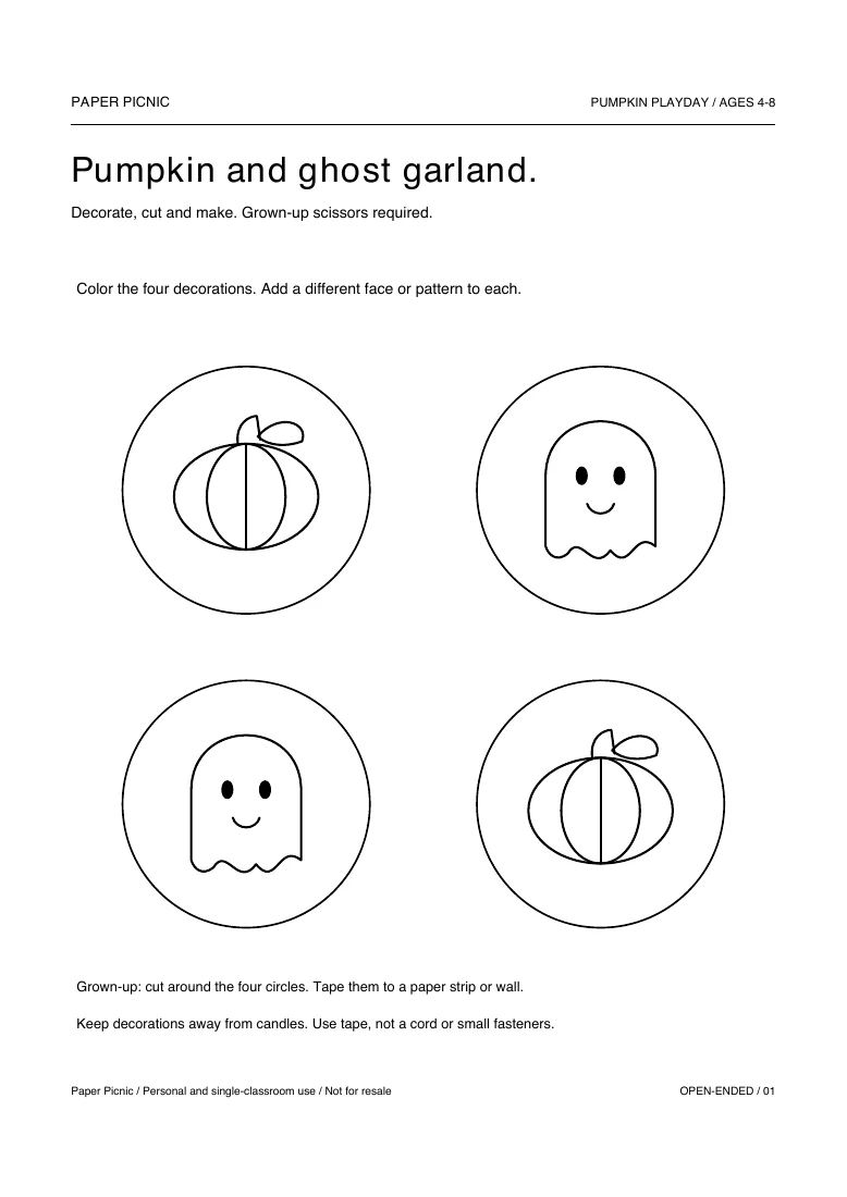 Pumpkin and ghost garland printable