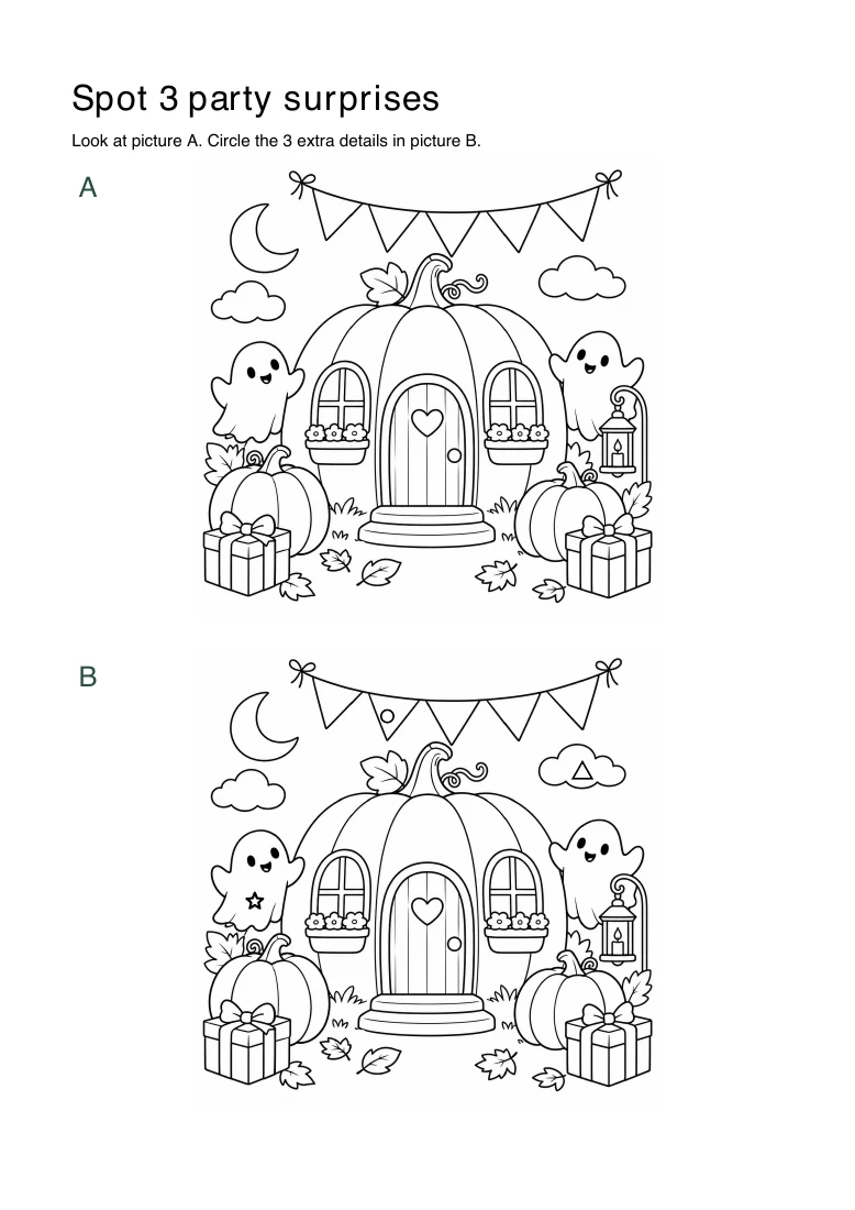 Spot 3 differences printable