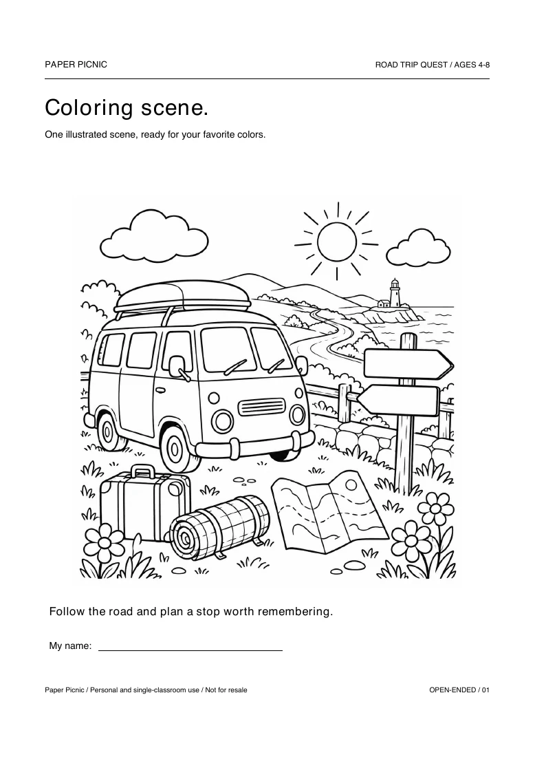 Coloring scene printable page